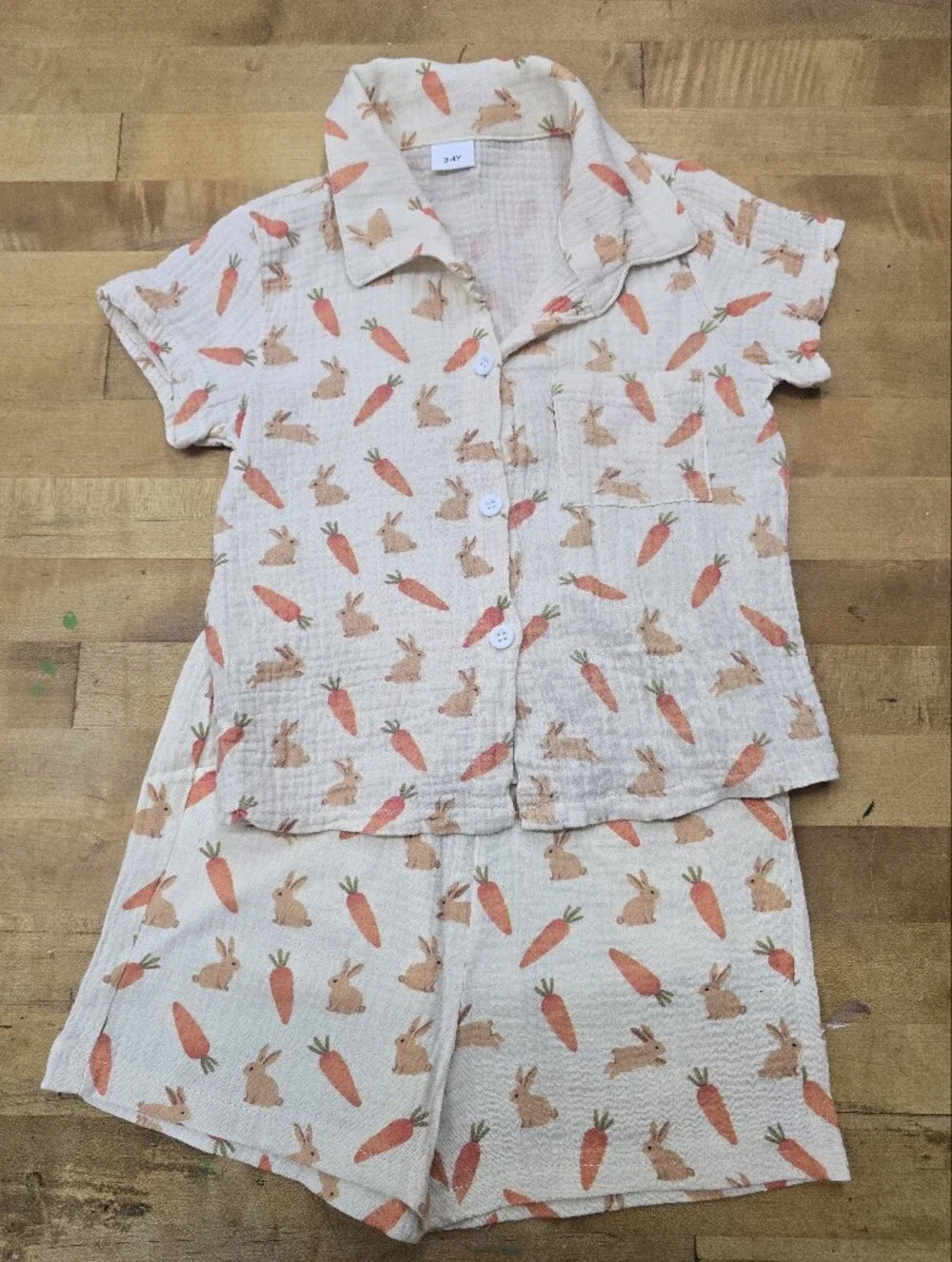 KIDS:: Cotton Gauze Bunny Carrot 2pc Set